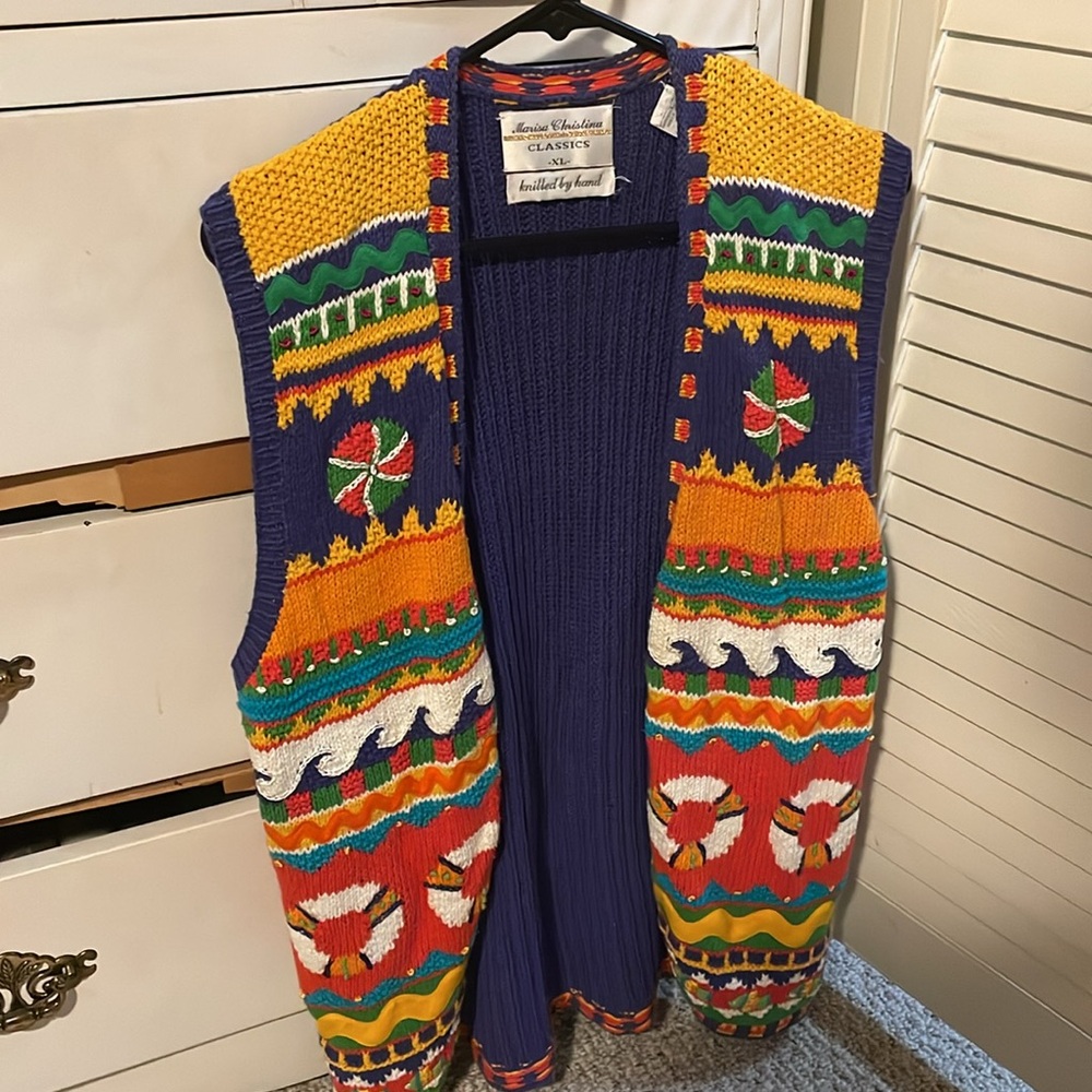 44% cotton knitted by hand Marisa Christina Classics sweater vest